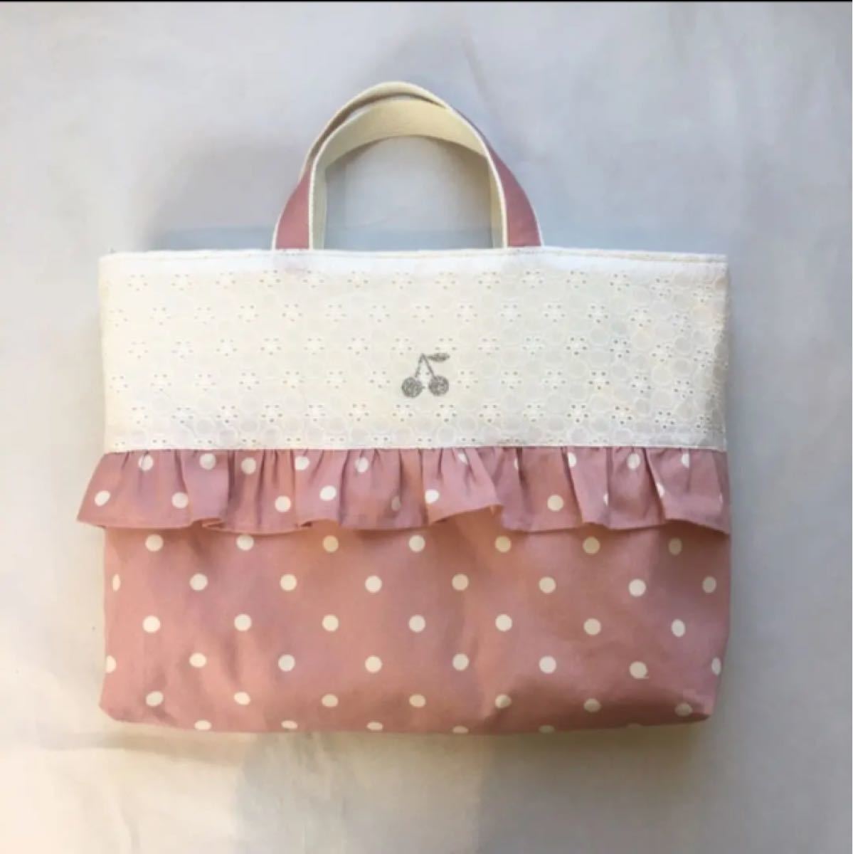 新品入荷 21 ハンドメイド フリルレッスンバッグ 水玉 ドット フリル