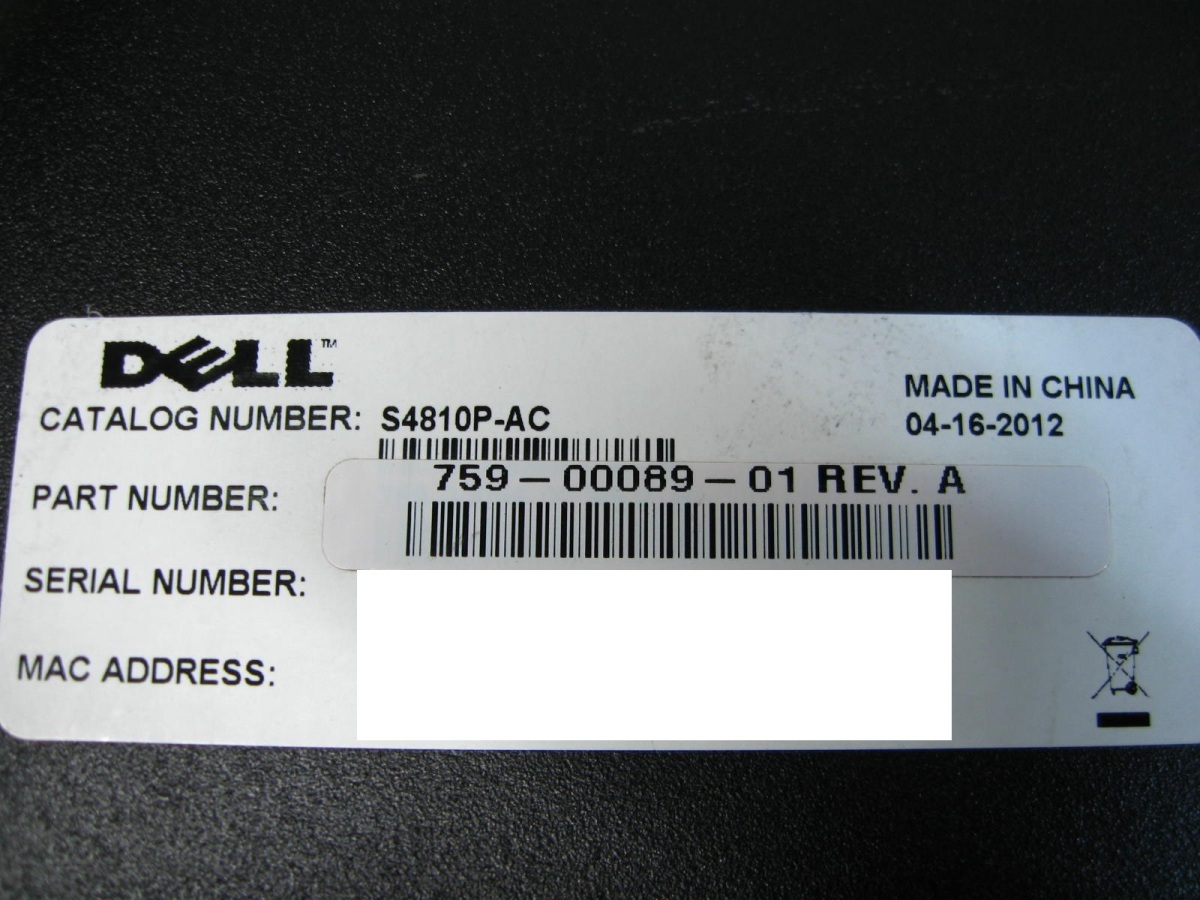 ▽DELL Force10 S4810P-AC 48ポート 10GbE SFP+/4ポート 40G QSFP+ スイッチ 中古 CN-0W9C6F_画像6