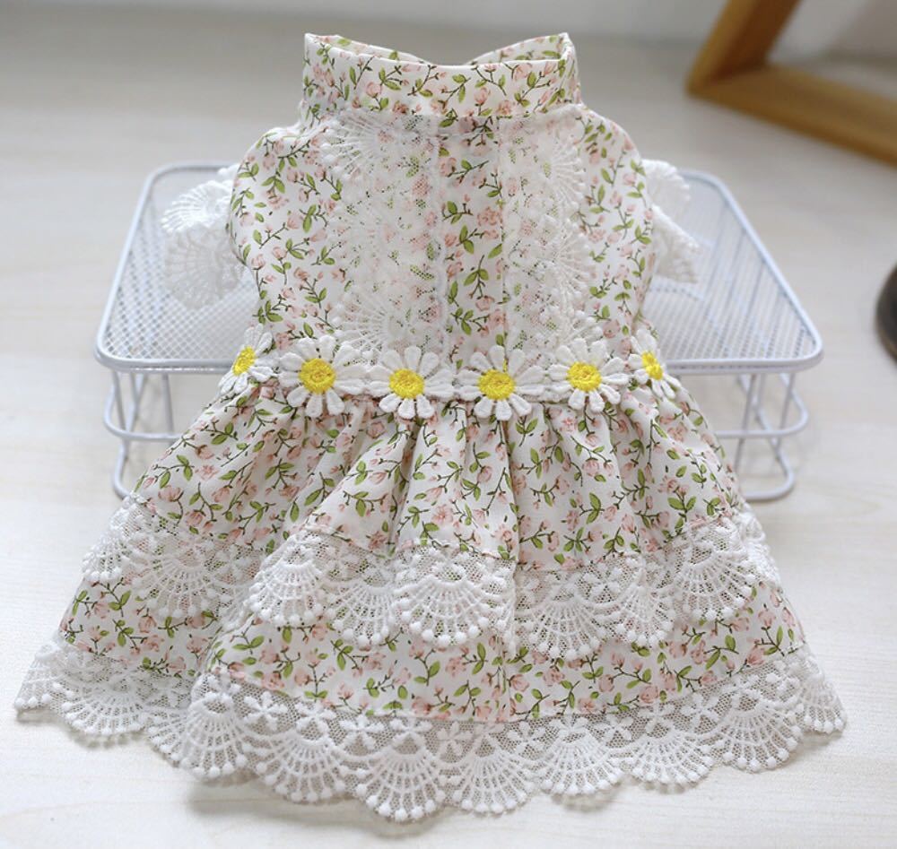  dog clothes LL size floral print spring summer frill dress dog clothes small size dog new goods unused 