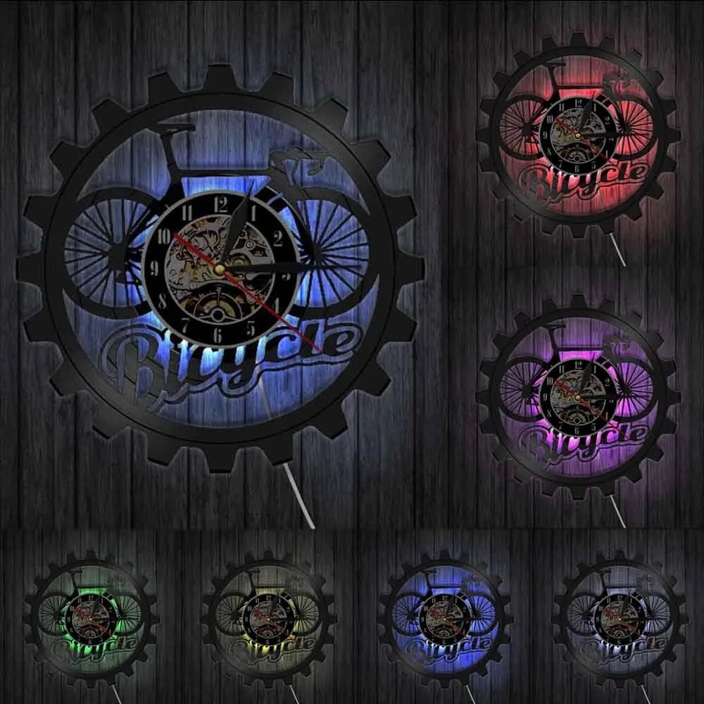 [j143] cycle bicycle watch wall clock record record LED
