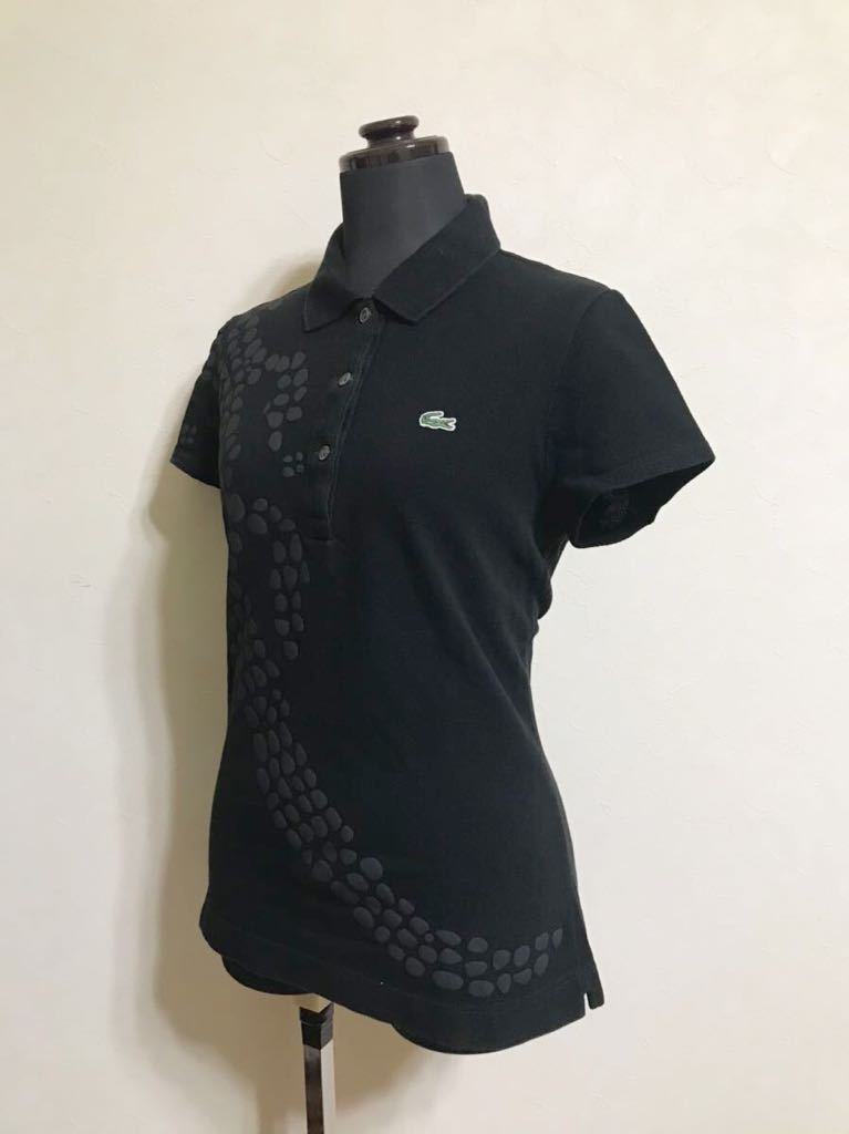 LACOSTE ラコステ レディース 限定 鹿の子 ポロシャツ トップス サイズ38 半袖 黒 ファブリカ PF7555_画像6