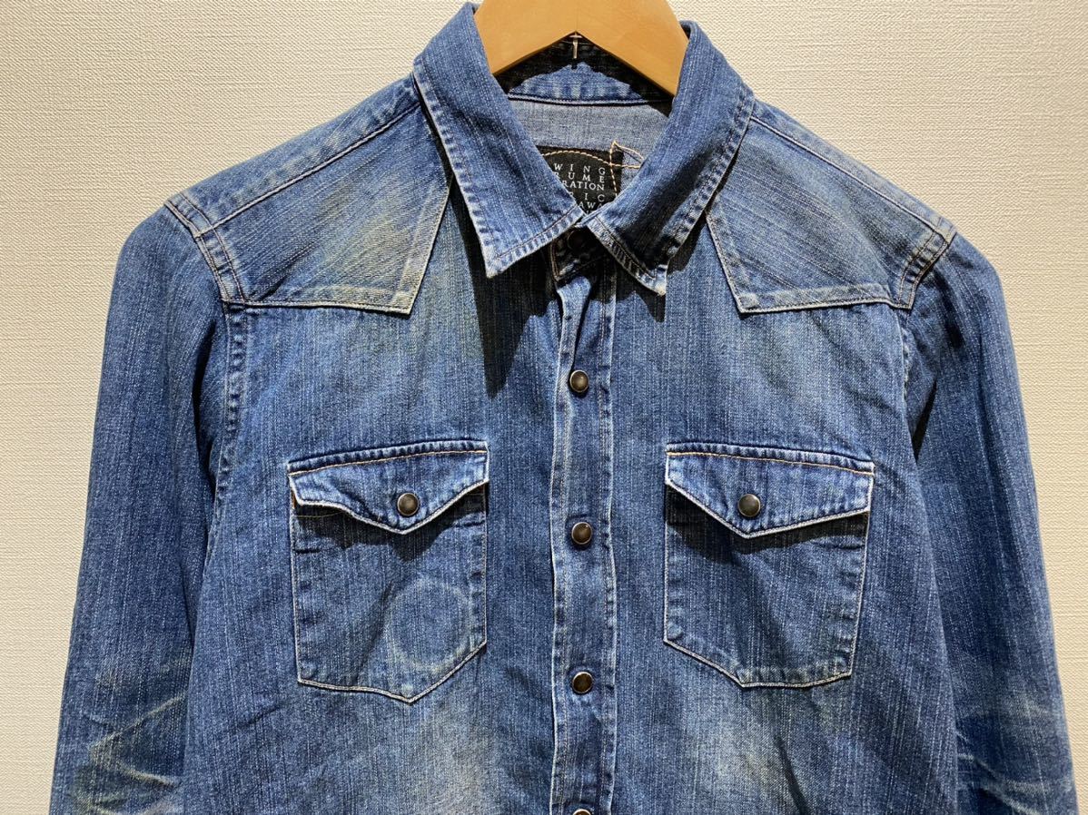 ★ KURO クロ ダメージ加工デニムシャツ sizeS 新品未使用 REMI RELIEF レミレリーフ DENIM ウエスタンシャツ TENDERLOIN