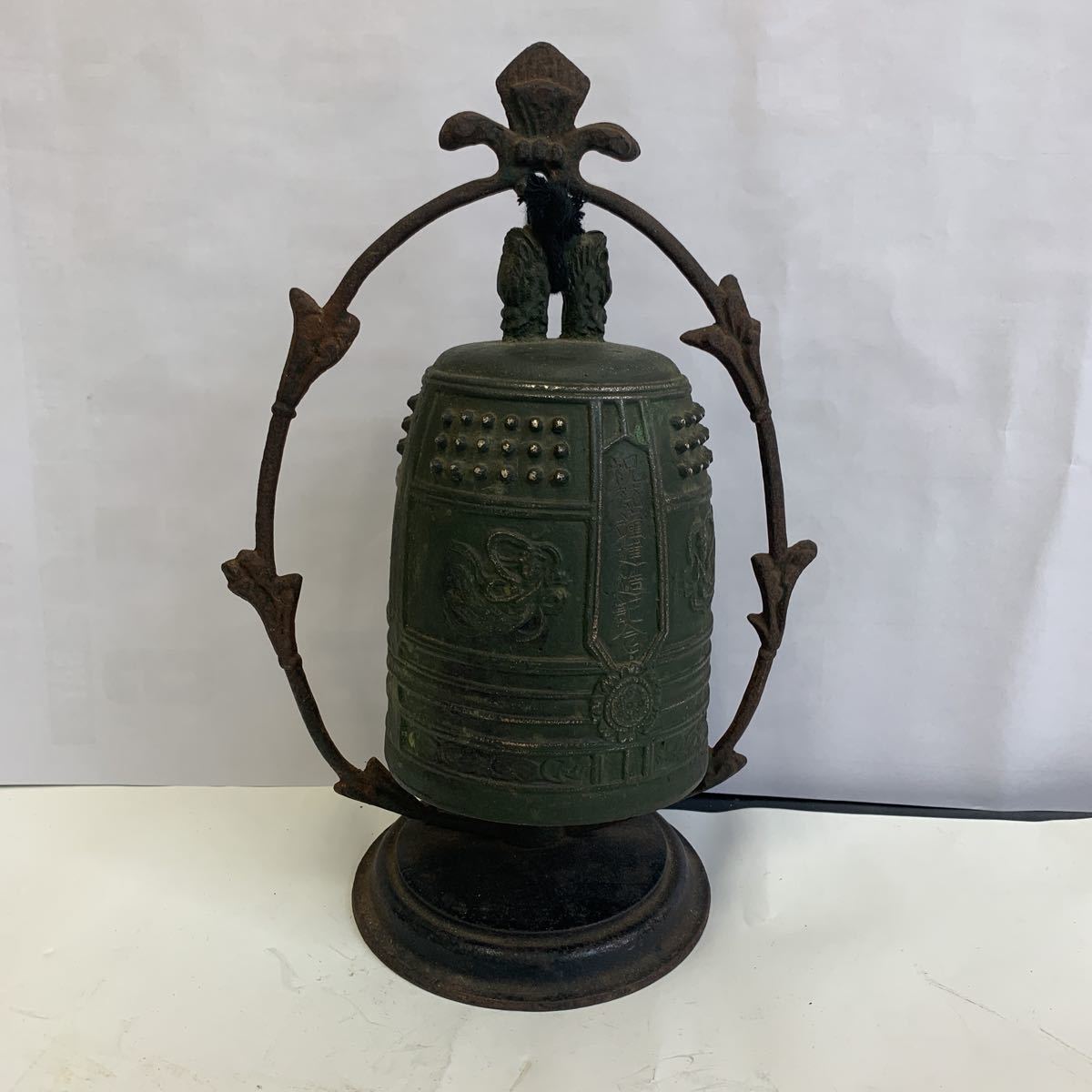 釣鐘 唐金製 神楽寺 全体高さ27.5cm 釣鐘高さ約17cm 径10.3cm 日本製