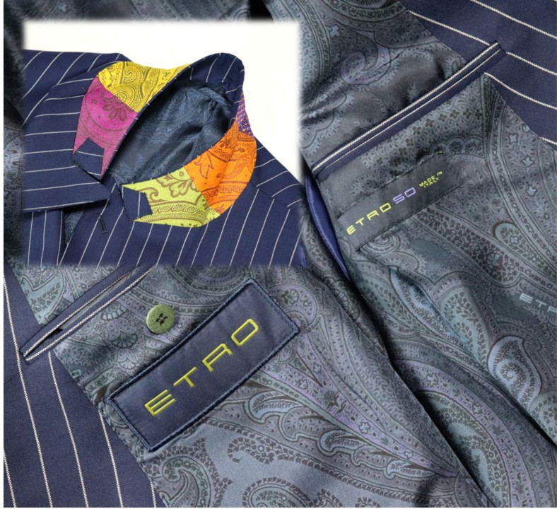 363 000円新品【ETRO エトロ】伊製 高級WOOLシルク100% ストライプ2B