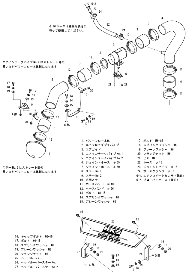 【HKS】 エアクリーナー レーシングサクション Φ150-60/Red トヨタ プリウス ZVW30 プリウスα ZVW41W 2ZR-FXE(2ZR-3JM) [70020-AT114]_画像3