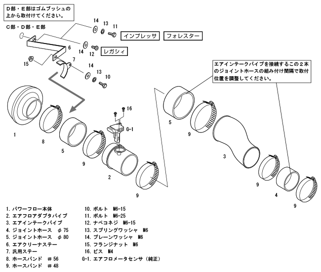 【HKS】 エアクリーナー レーシングサクション Φ200-80/Red スバル レガシィB4 BE5(D) ツーリングワゴン BH5(D) EJ208 [70020-AF101]_画像3