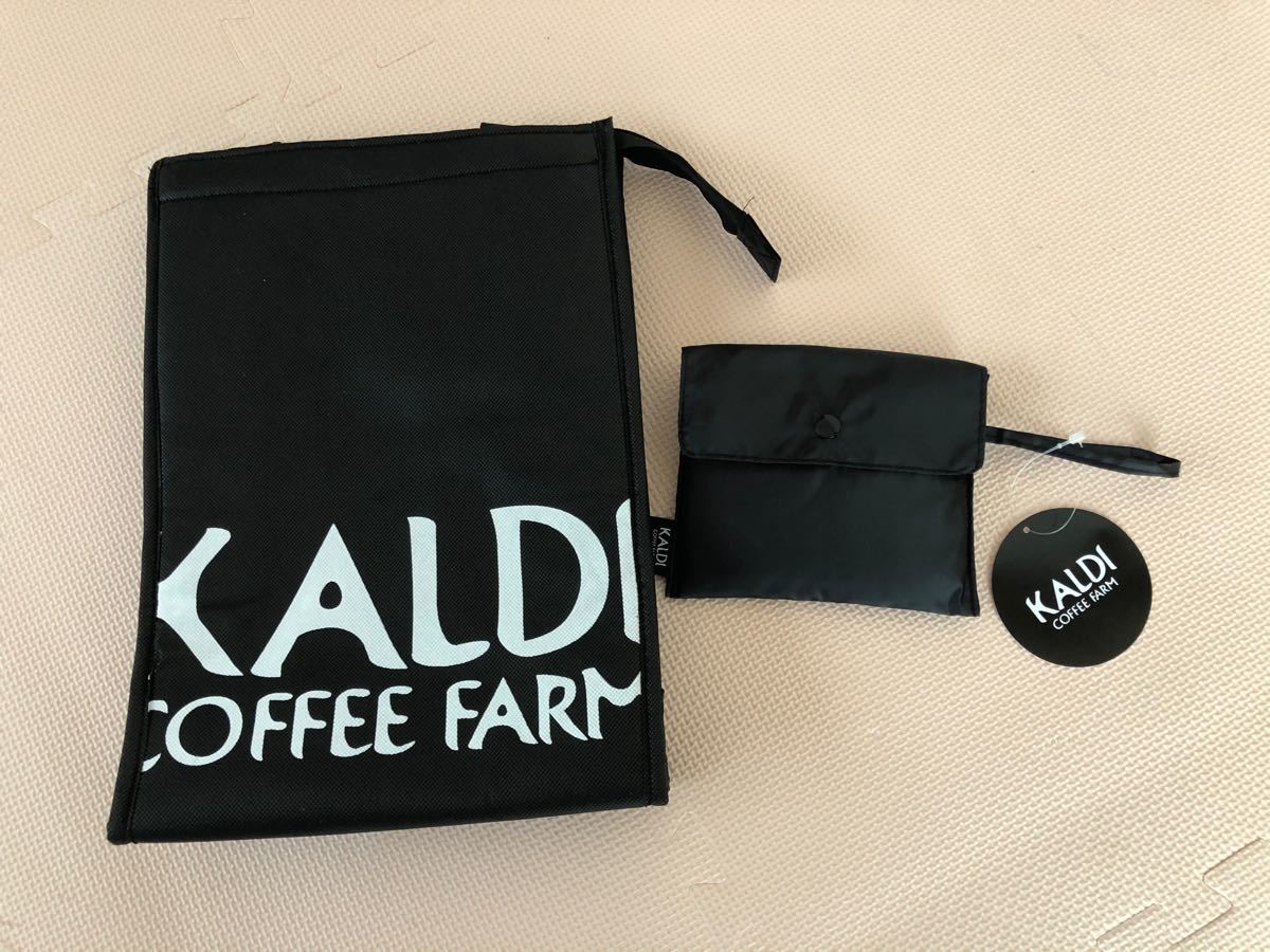 カルディ　保冷バック、新品 未使用 エコバッグ　2点セット　まとめて　KALDI 黒色　お買い物バッグ 送料込み　