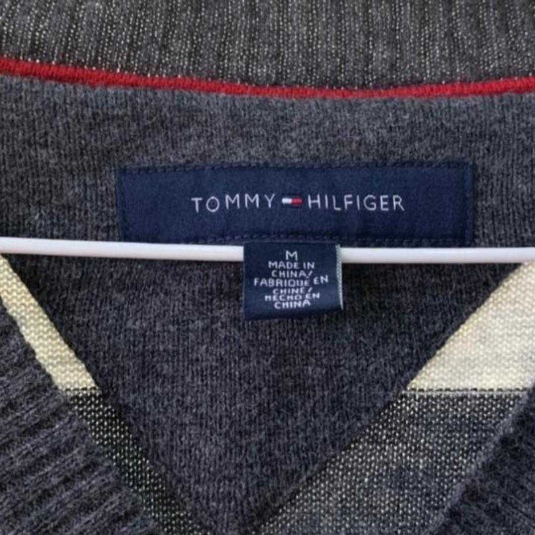 トミーヒルフィガー tommy hilfiger ニットベスト ボーダー 古着 Mサイズ メンズ _画像5