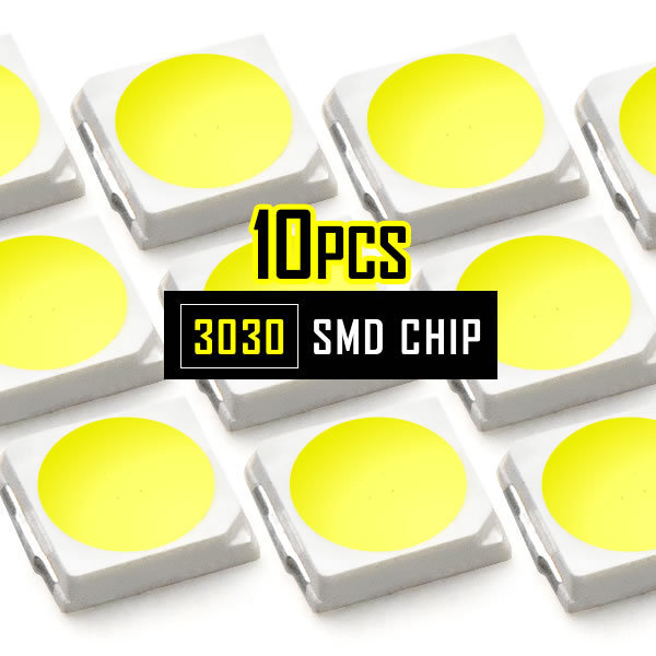 LEDチップ SMD 3030 ブルー 青発光 10個 打ち替え 打ち換え DIY 自作 エアコンパネル メーターパネル スイッチ_画像1