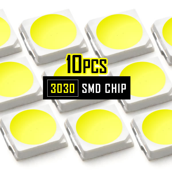 LEDチップ SMD 3030 グリーン 緑発光 10個 打ち替え 打ち換え DIY 自作 エアコンパネル メーターパネル スイッチ_画像1