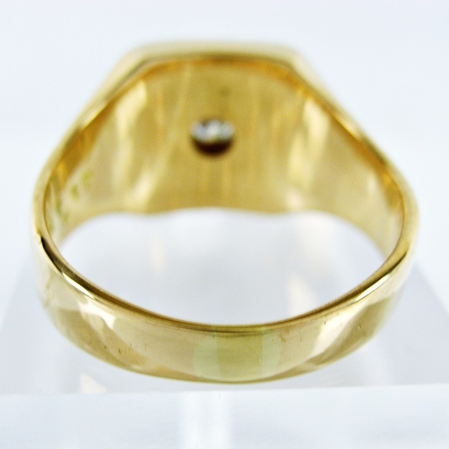 K18YG/Pm900 * платина кольцо кольцо * бриллиант 0.17ct печатка подарок подарок . популярный *20- номер [ б/у ]/10022391