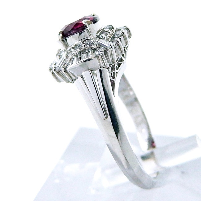 Pt900 ★リング　ルビー1.07ct 7月誕生石 ◇ダイヤモンド0.63ct ●11号 ◆ソーティング付き【中古】 /mJ128/25909_画像4