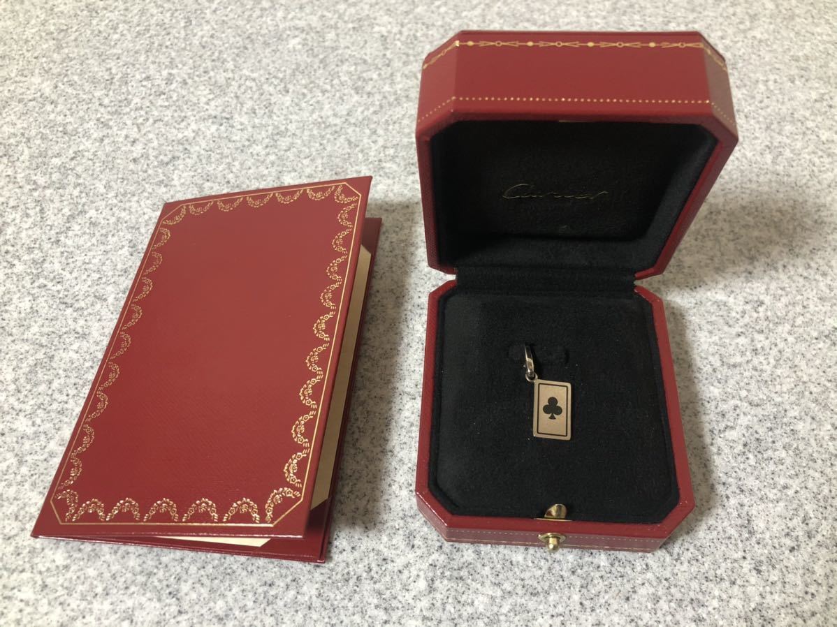 Cartier. clover playing cards charm..K18WG 750WG Cartier pendant top Dragon long jebiti