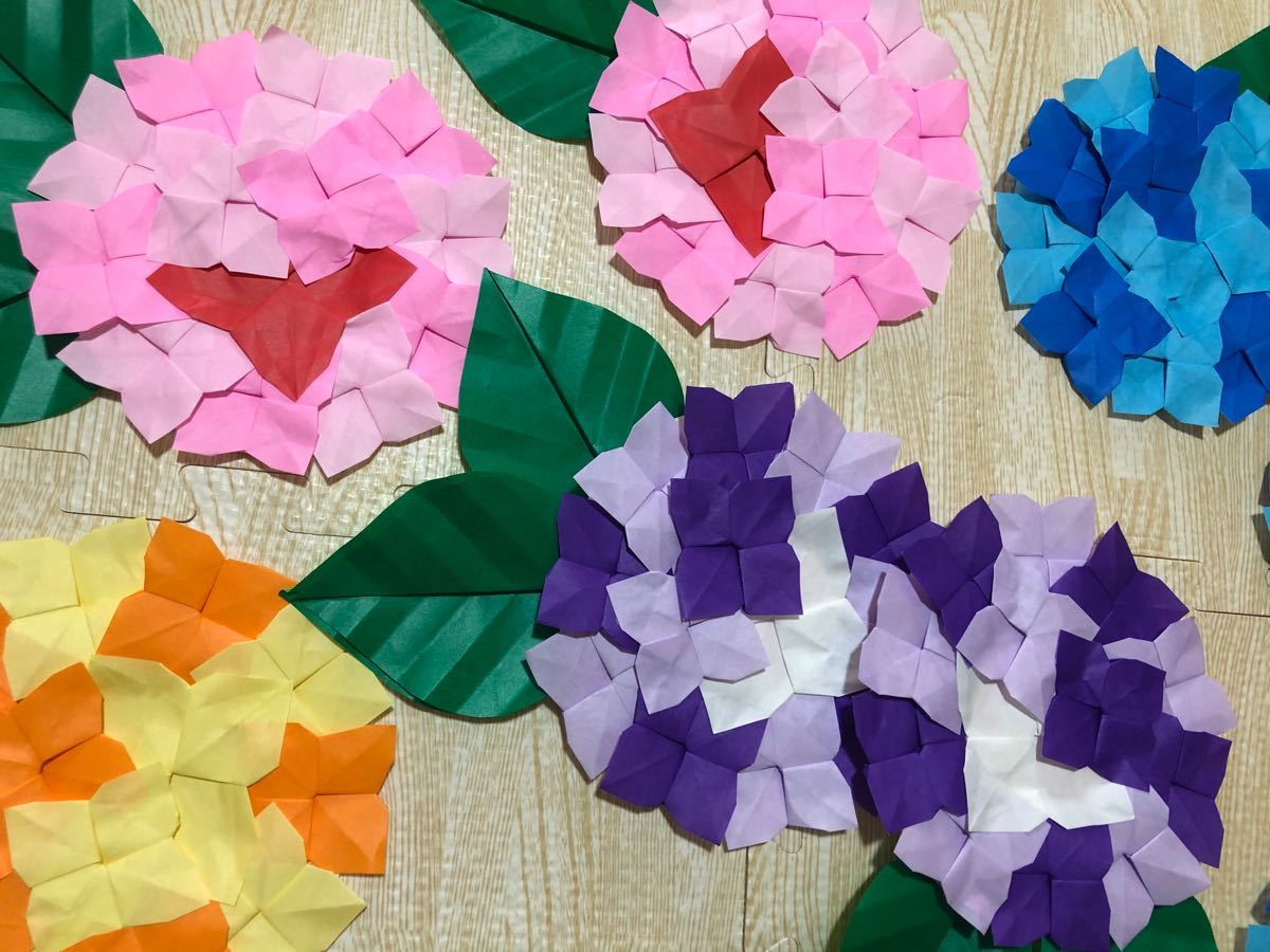 Paypayフリマ 折り紙 壁面 紫陽花セット Paypayフリマ 折り紙 壁面 紫陽花セット