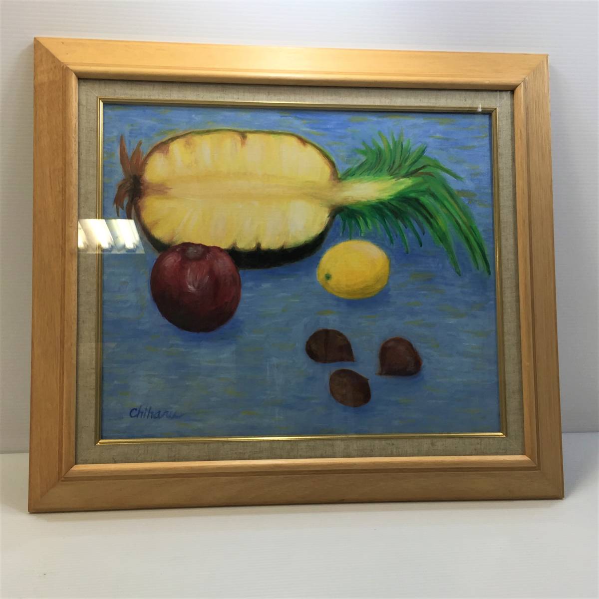 〇油絵 サイン入り 果物 フルーツ 海外画家 chihanu 絵画 額付き 〇油絵 サイン入り 果物 フルーツ 海外画家 chihanu 絵画 額付き