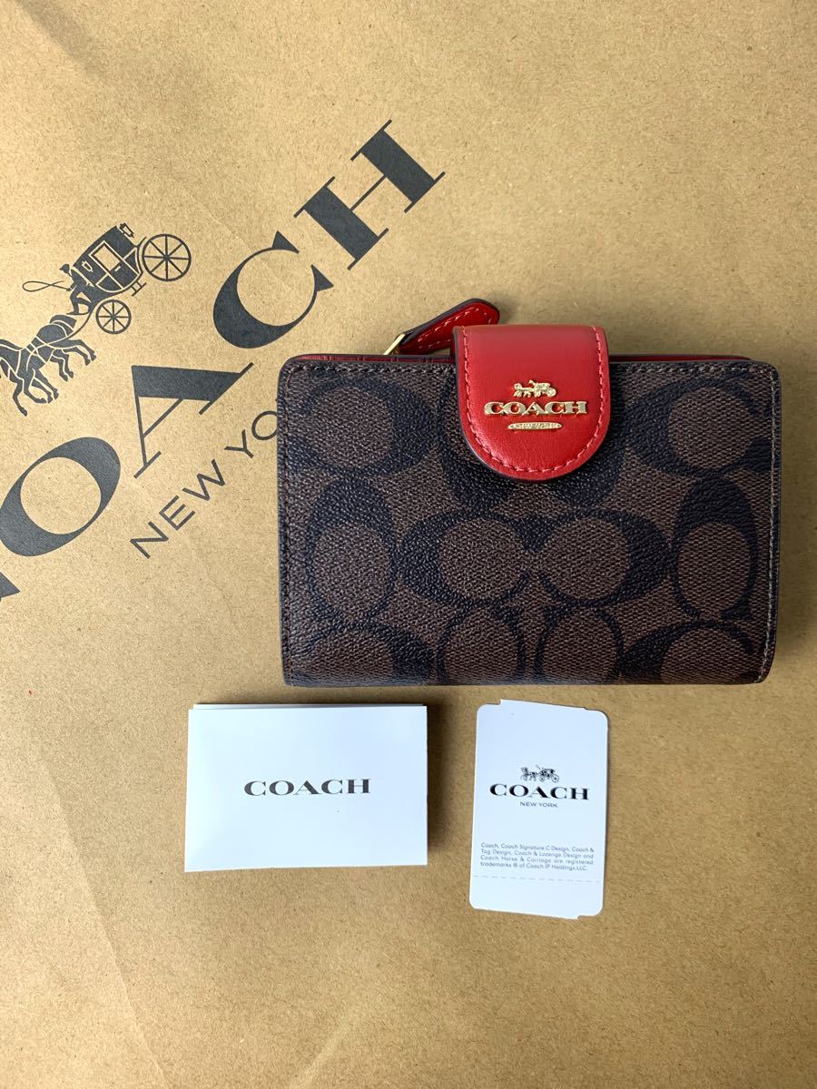 PayPayフリマ|新品 Coach コーチ 折り財布 二つ折り財布 シグネチャー