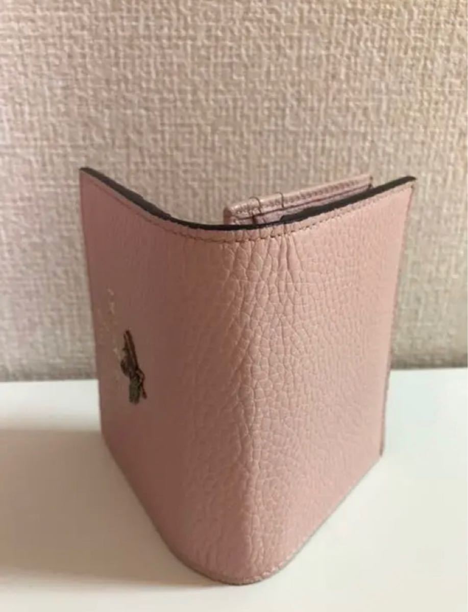 グッチ　GUCCI 二つ折り財布　アニマリエ　メタルビー　ピンク　カードケース