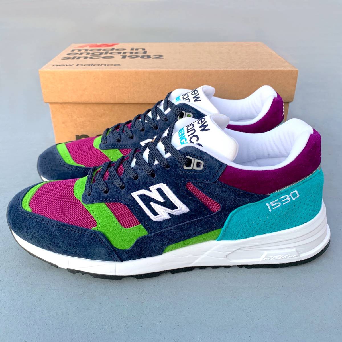 BILLY'S専売 UK製 NEW BALANCE M1530LP ネイビー×ターコイズ×パープル×グリーン US9.5D 27.5cm スエード 限定 M1500 新品イギリス英国製