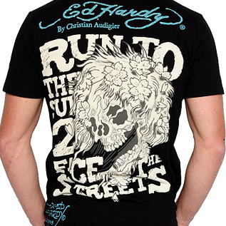 Ed Hardy エドハーディー　メンズ フレーズ　ビューティフル ゴースト　ラインストーン Tシャツ　ブラック ed-93_画像4