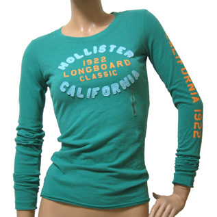 hollister long sleeve Tshirt　h-36／ホリスター　レディース　ロングスリーブＴシャツ　グリーン　Ｓサイズh-36_画像1