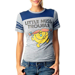 オンラインショップ Miss Little Womens FOOD JUNK TROUBLE junk-26 トラブル　ラインストーン付きTシャツ　Mサイズ　 リトルミス レディース ジャンクフード イラスト、キャラクター
