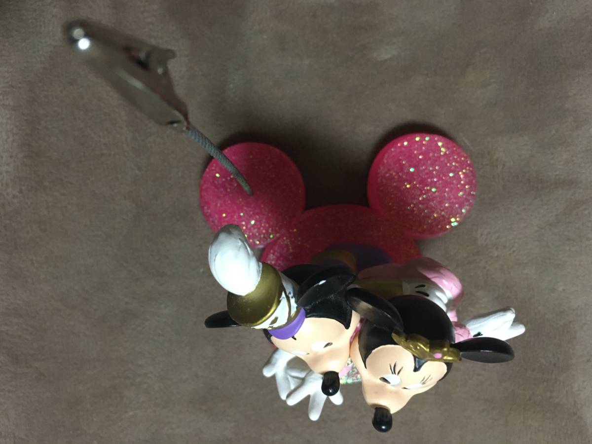 [ exceedingly rare!*USED goods ]* Hong Kong Disney Land commodity!* Mickey & minnie * figure attaching memory clip stand *