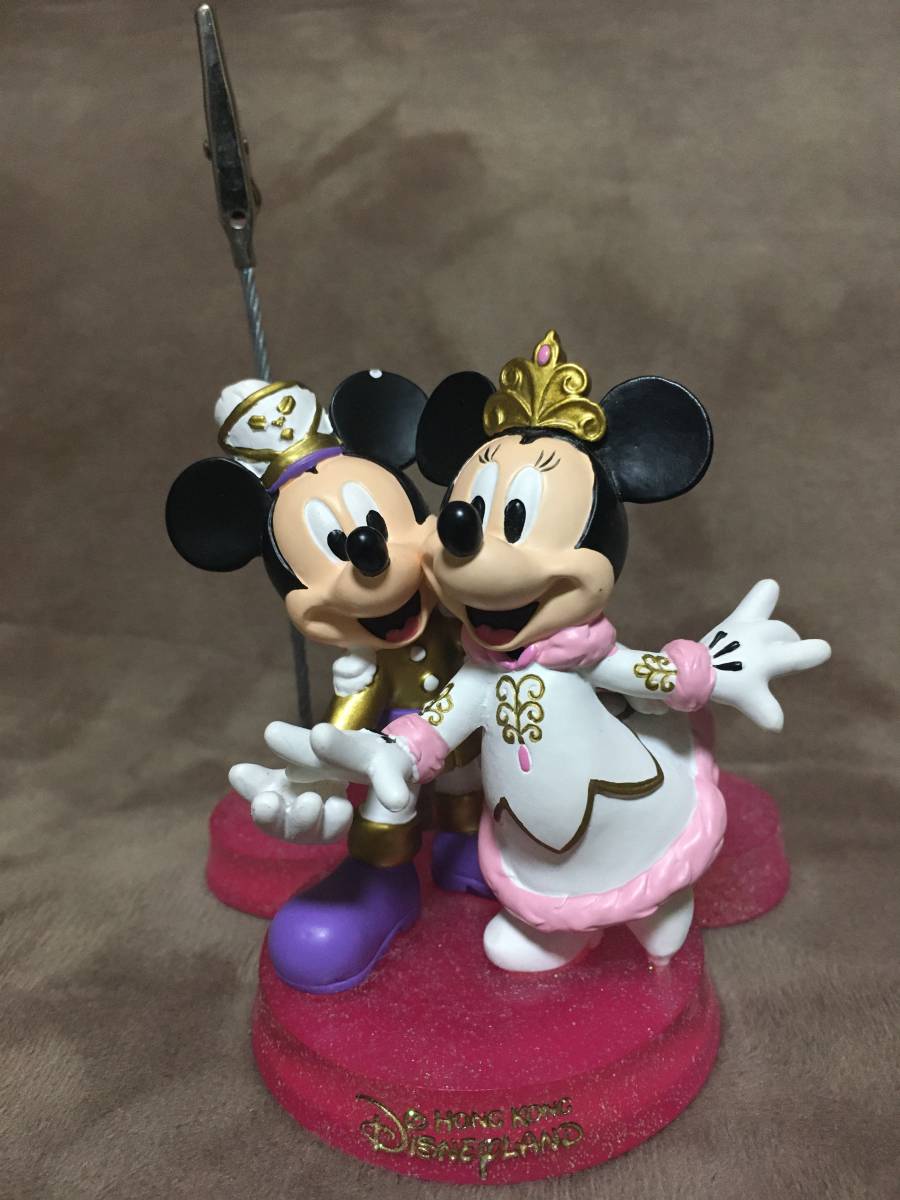 [ exceedingly rare!*USED goods ]* Hong Kong Disney Land commodity!* Mickey & minnie * figure attaching memory clip stand *