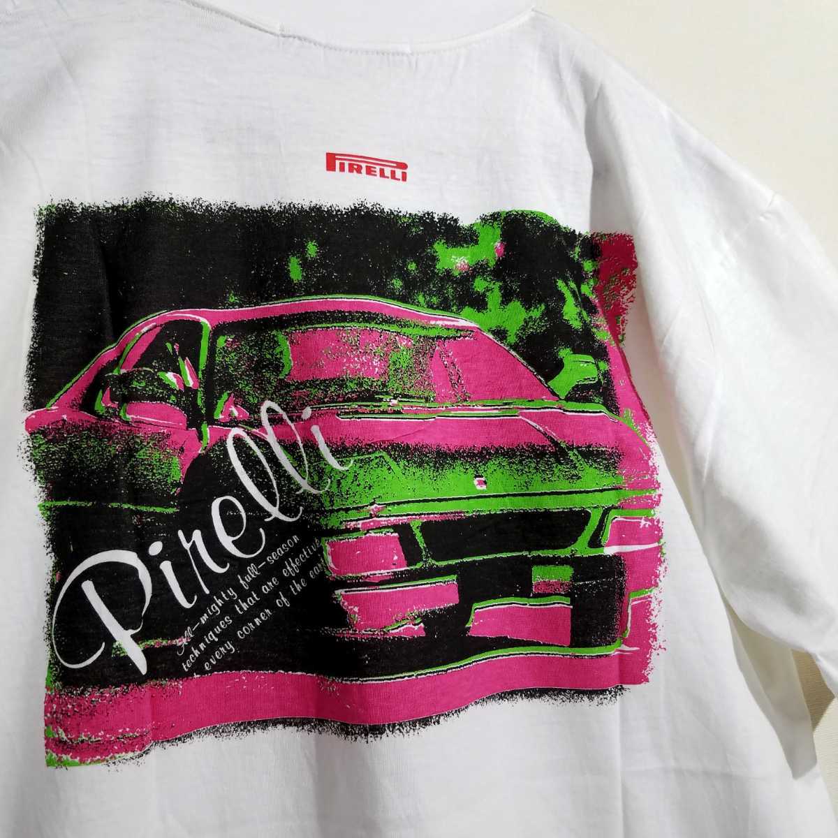 【希少 80s デッドストック】PIRELLI Tシャツ フリーサイズ ピレリ F1 タイヤ ホイール 新品 車 80年代_画像1