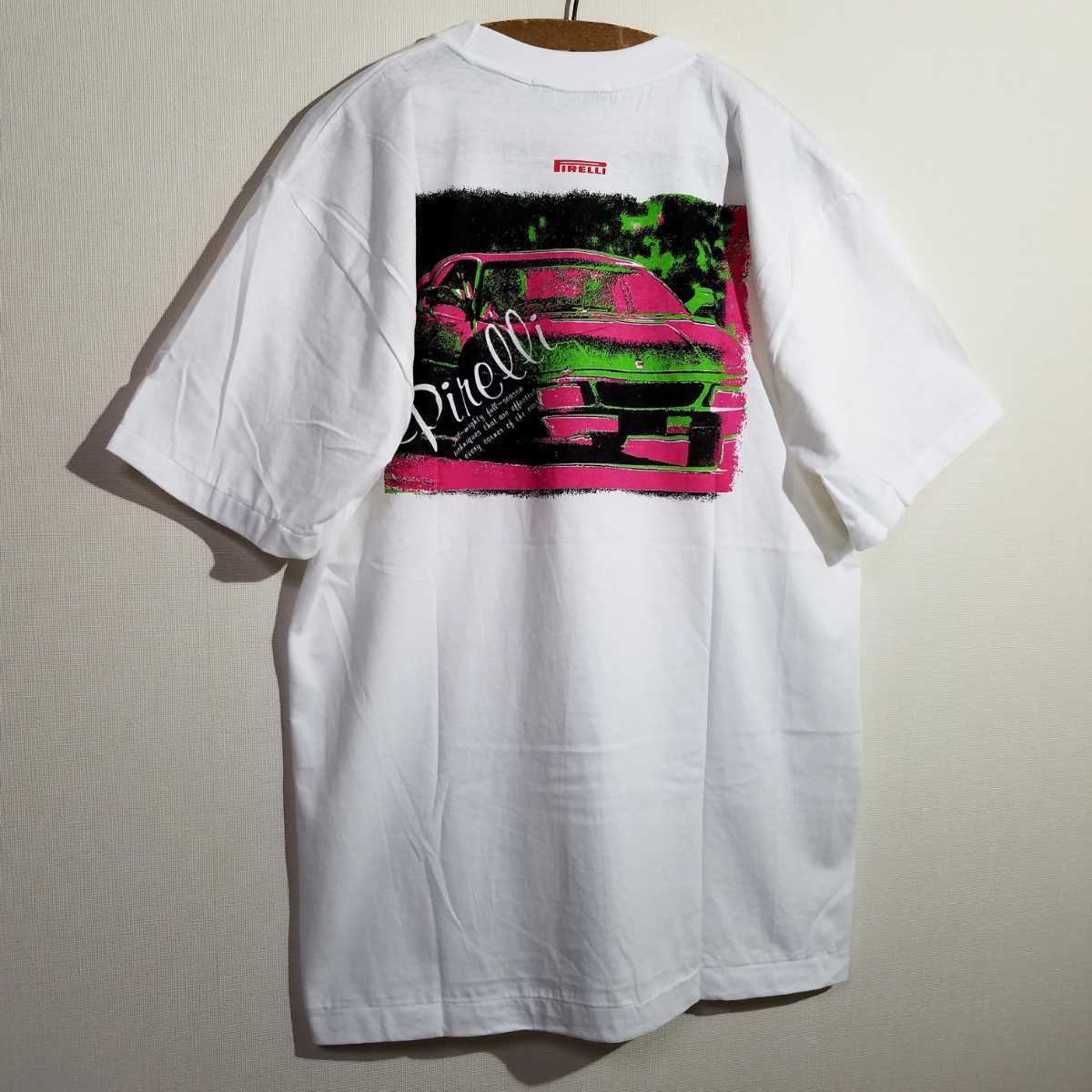 【希少 80s デッドストック】PIRELLI Tシャツ フリーサイズ ピレリ F1 タイヤ ホイール 新品 車 80年代_画像6