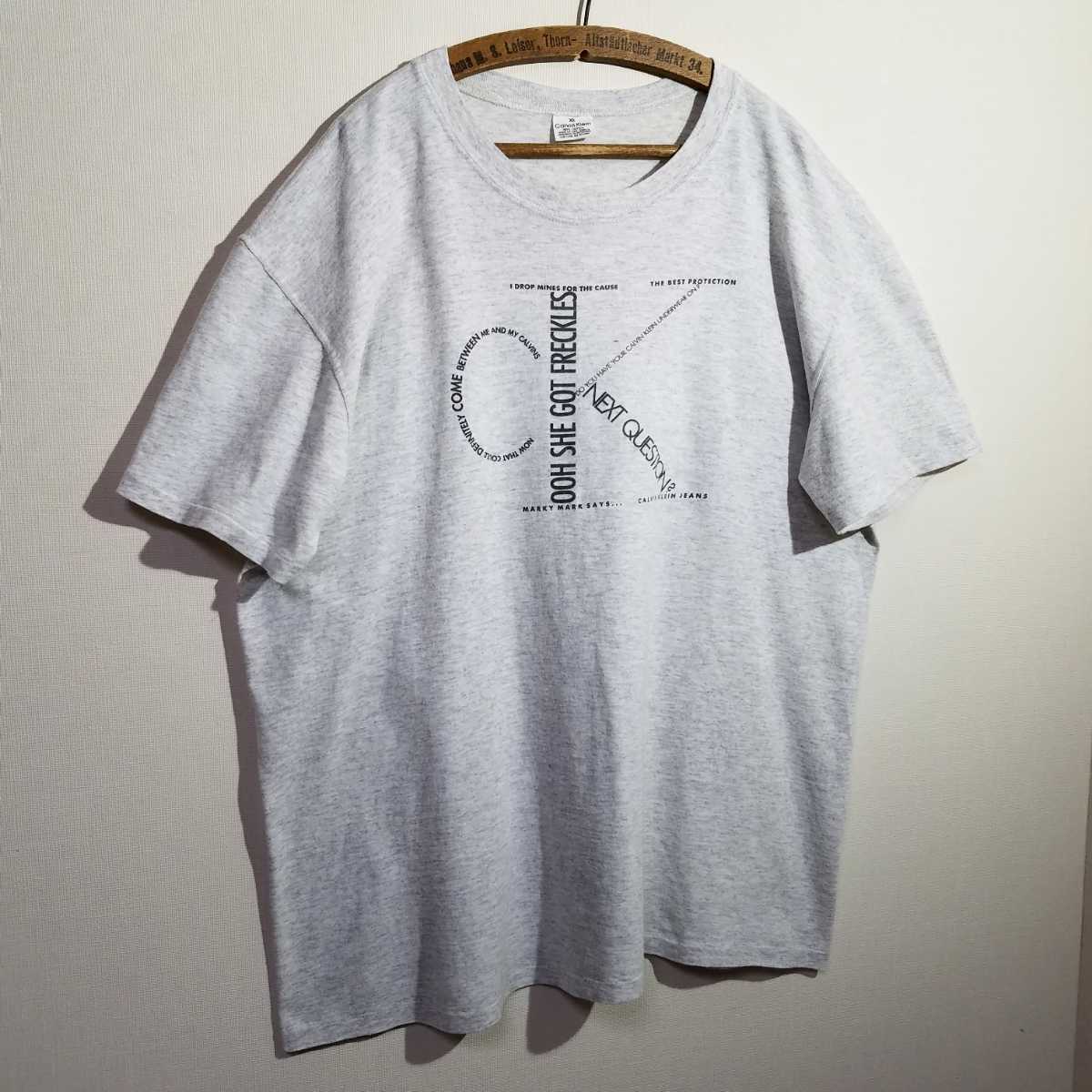 90s CALVIN KLEIN MARKY MARK SAY T-shirt XL kate moss herb ritts bruce weber CK Calvin Klein marquee Mark Kei Tomos 