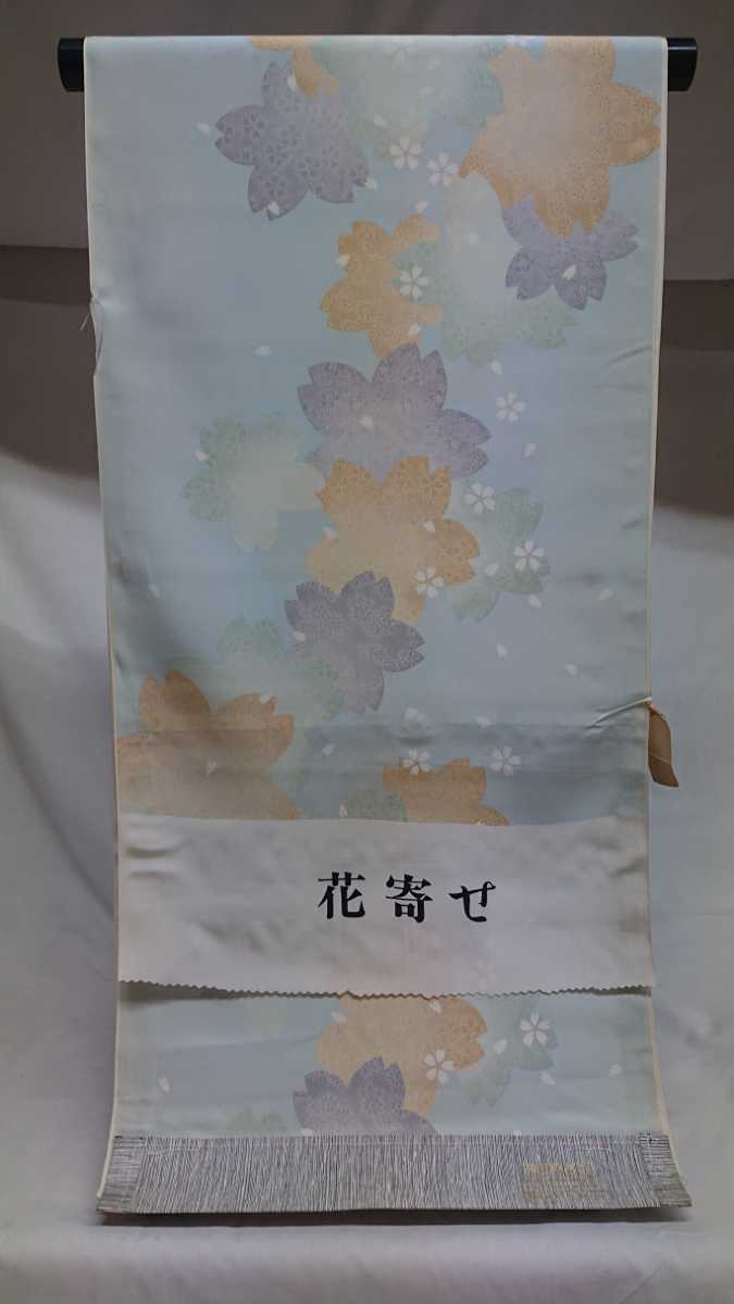 新品 長襦袢 29 反物 花寄せ文様 水色系 未使用 未仕立て 正絹 絹 訪問着 附下げ 小紋 無地 レンタル リメイク_画像1