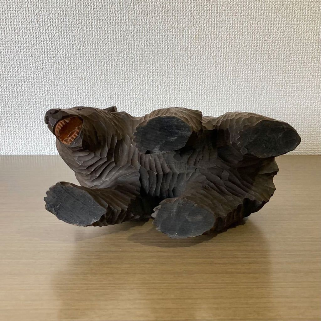 ヤフオク! - 木彫り 熊 作者不明 高さ15cm ガラス目 北海道