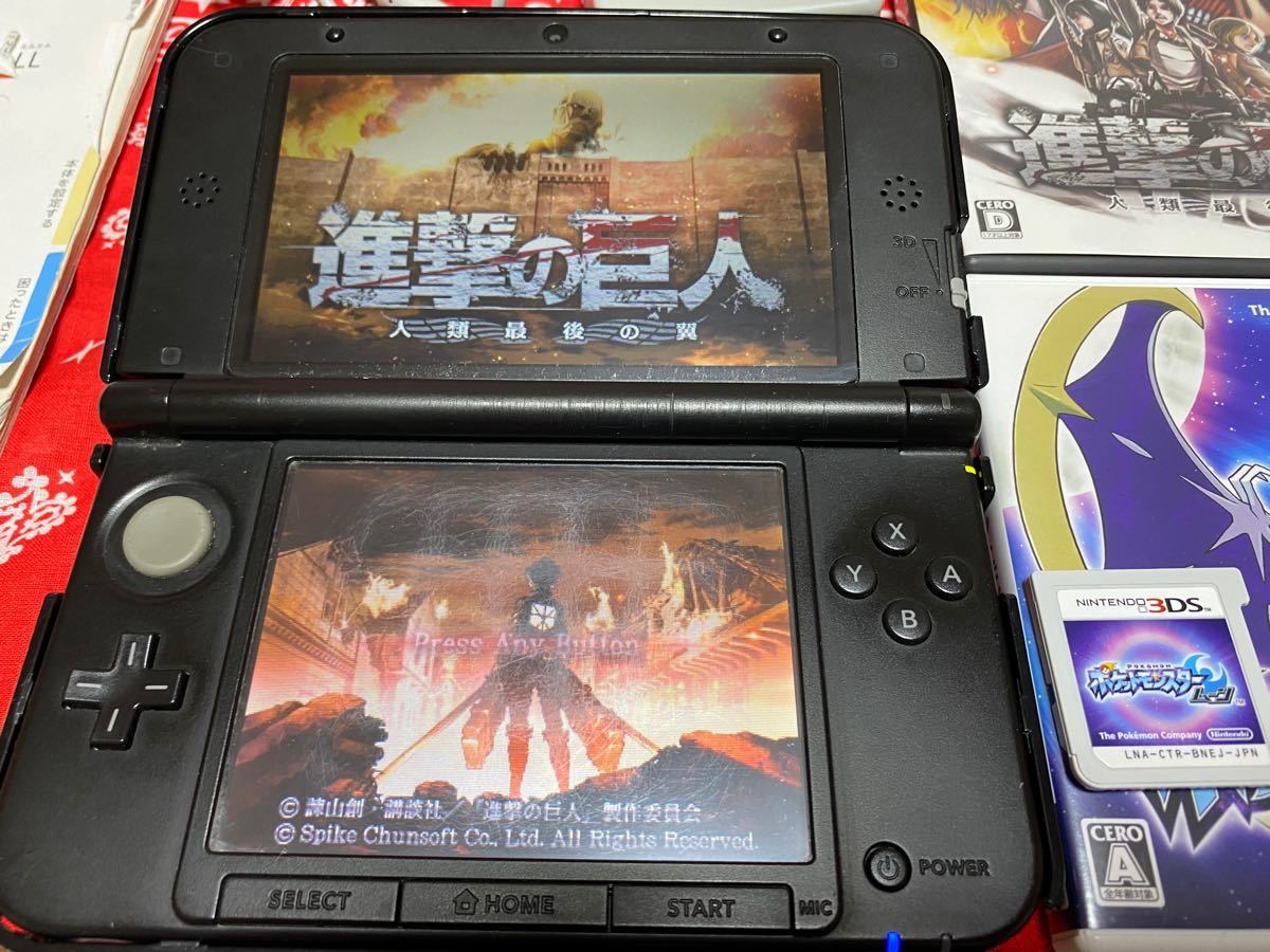 ニンテンドー 3DS LLとソフトセット　ポケモン　進撃の巨人