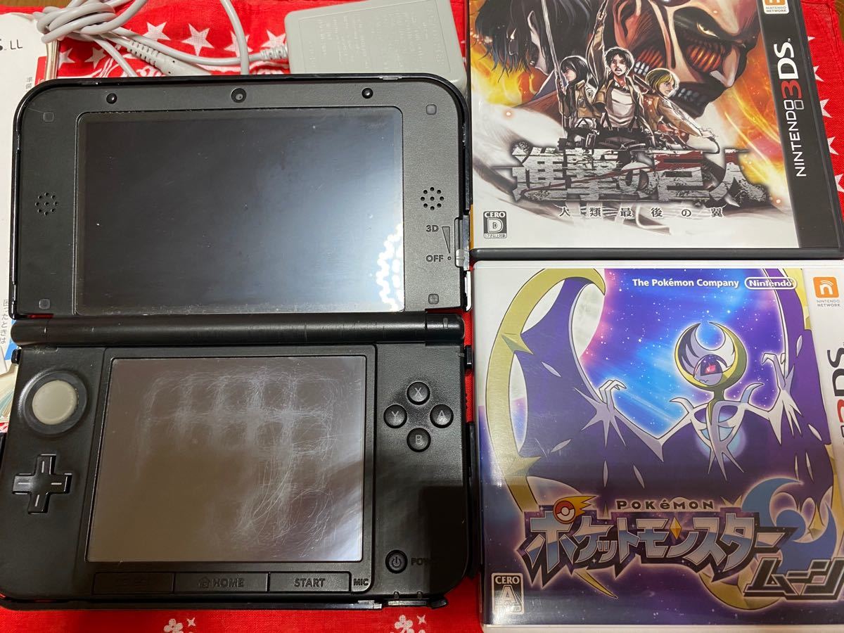 ニンテンドー 3DS LLとソフトセット　ポケモン　進撃の巨人