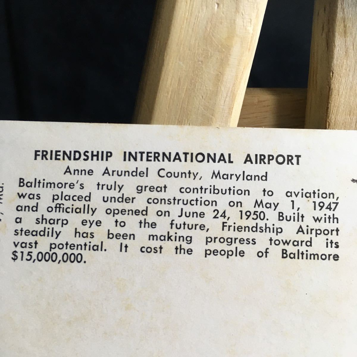 古い 絵葉書 古ハガキ ポストカード フレンドシップインターナショナルエアポートメリーランド州アナランデル郡ボルチモアの航空(1556)_画像7