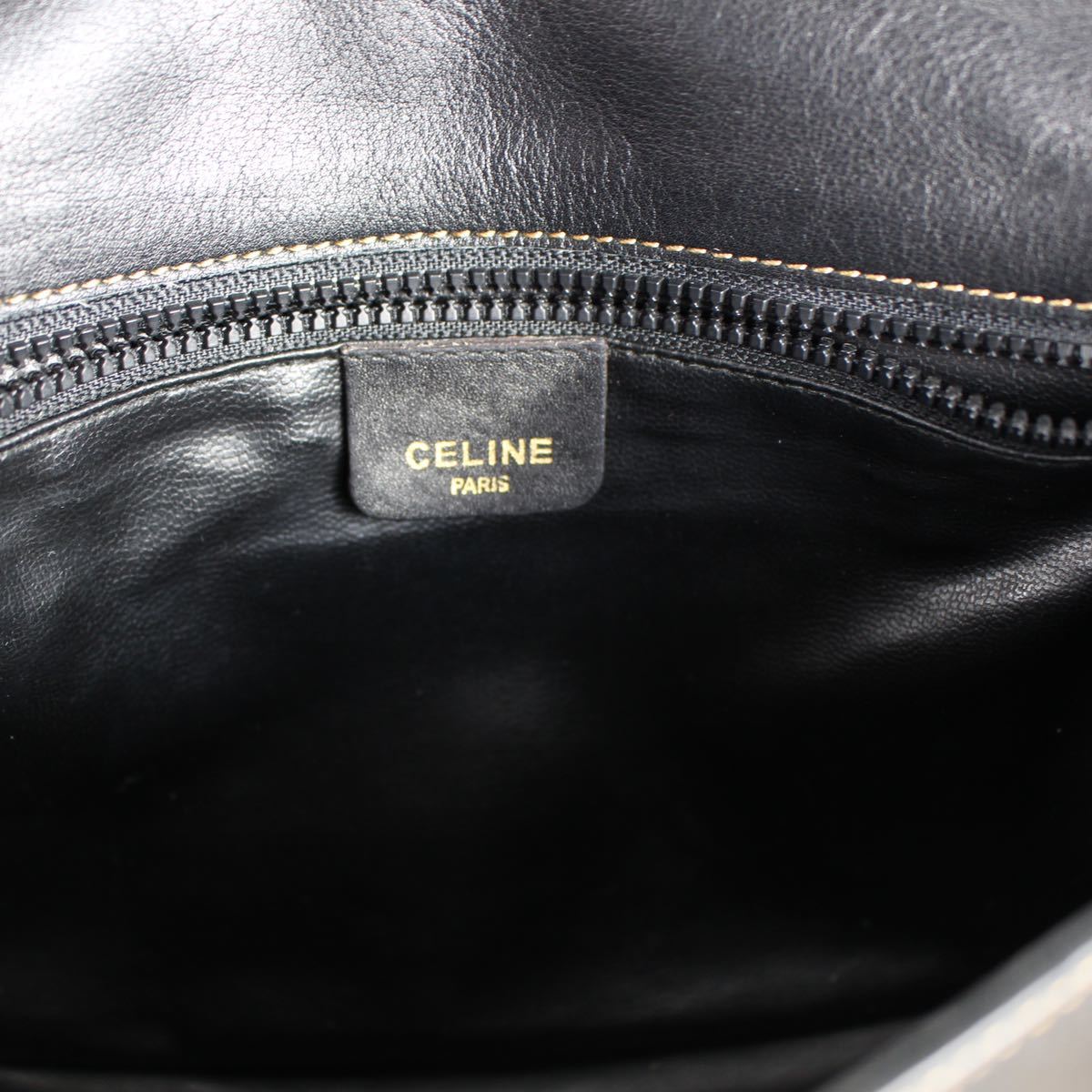 CELINE オールドセリーヌバイカラーロゴレザーショルダーバッグ