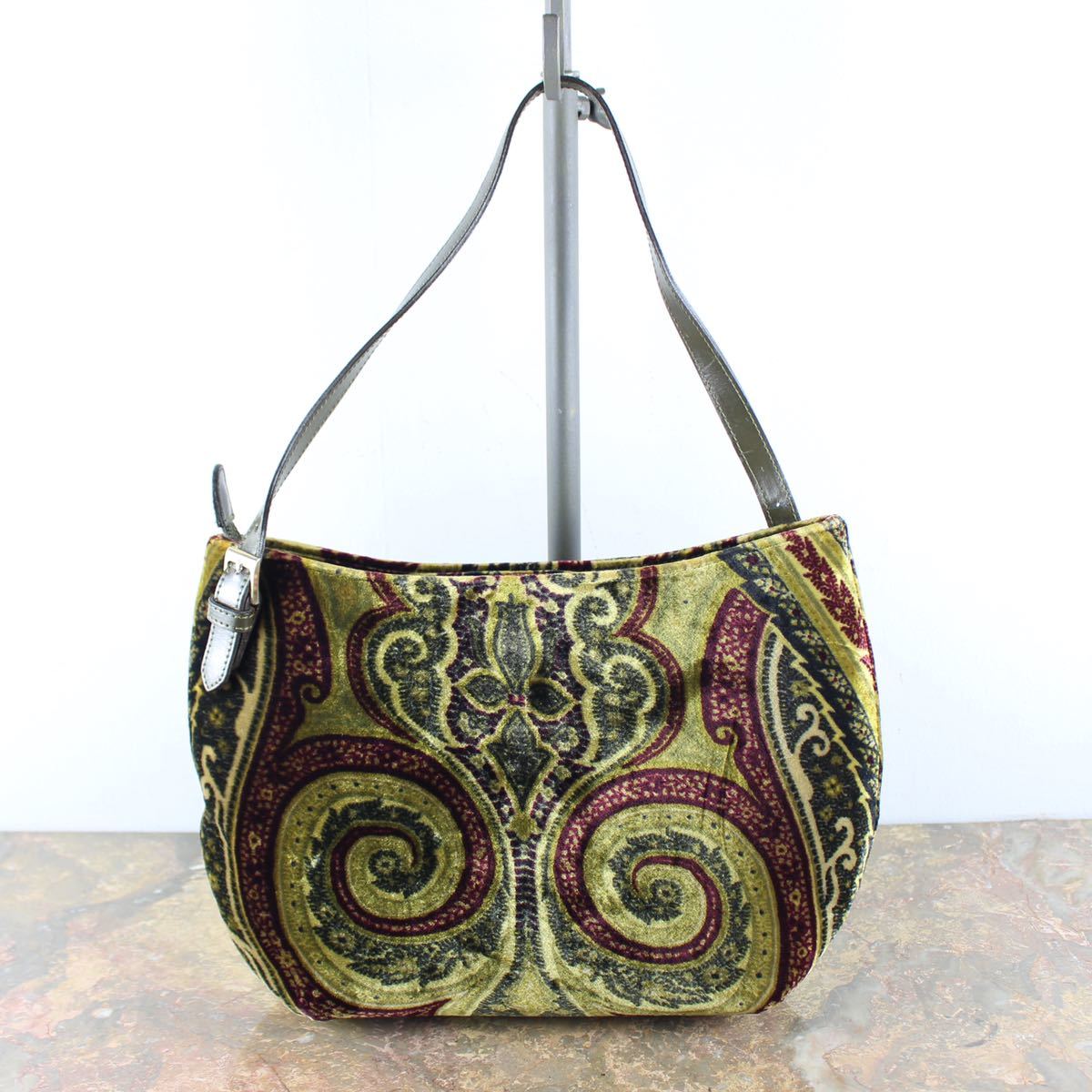 ETRO PAISLEY PATTERNED VELOUR SHOULDER BAG MADE IN ITALY/エトロペイズリー柄ベロアセミショルダーバッグ