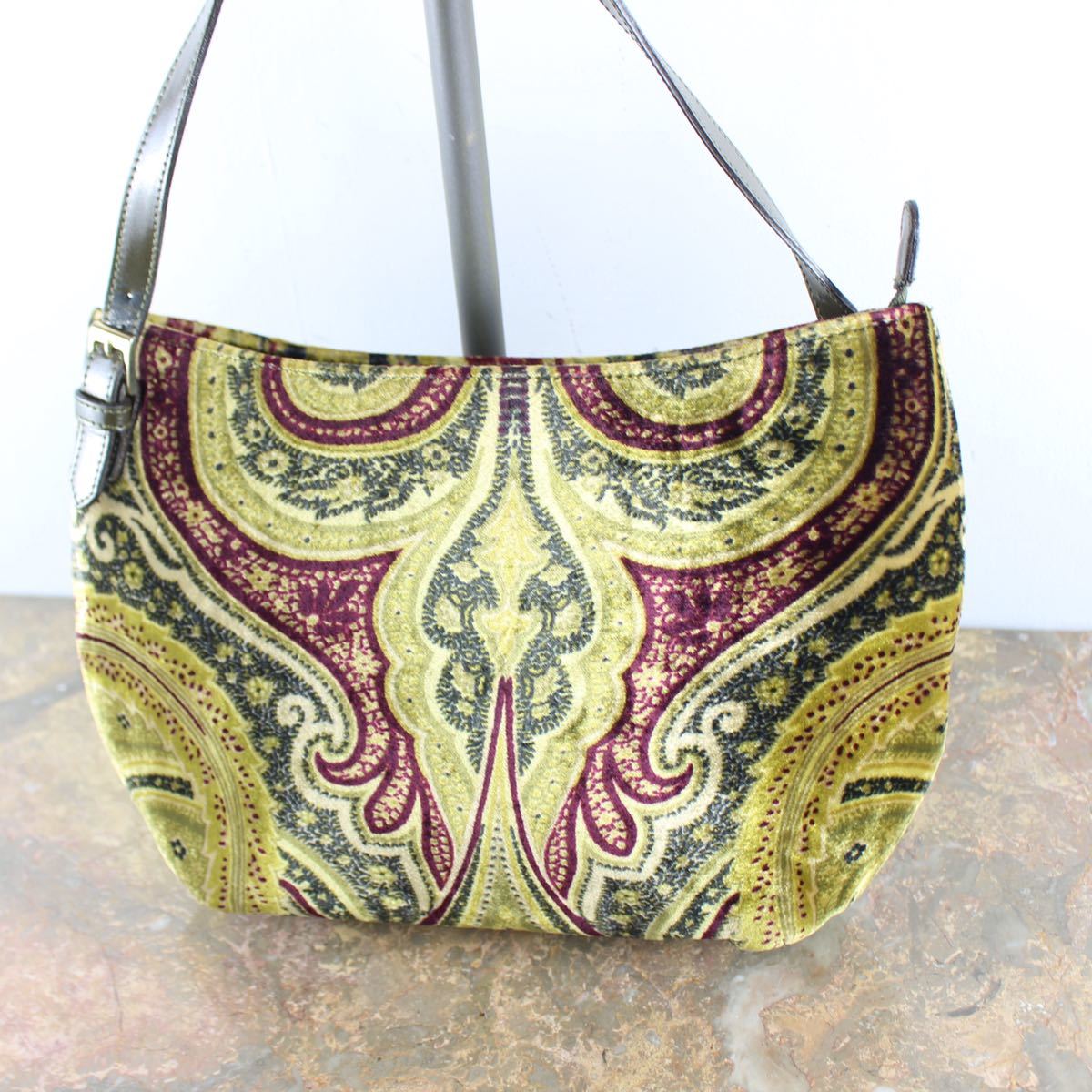 ETRO PAISLEY PATTERNED VELOUR SHOULDER BAG MADE IN ITALY/エトロペイズリー柄ベロアセミショルダーバッグ