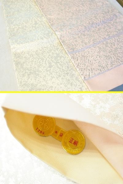 ○美品 女性着物 全通 袋帯 刺繍 正絹 総柄 金糸442cm OAJ7_画像3
