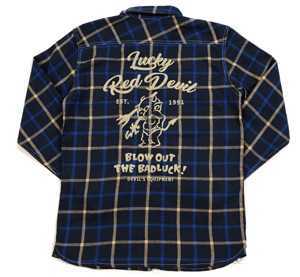 テッドマン 刺繍ネルシャツ ネイビー×ブルー M tns-700 エフ商会 ワークシャツ