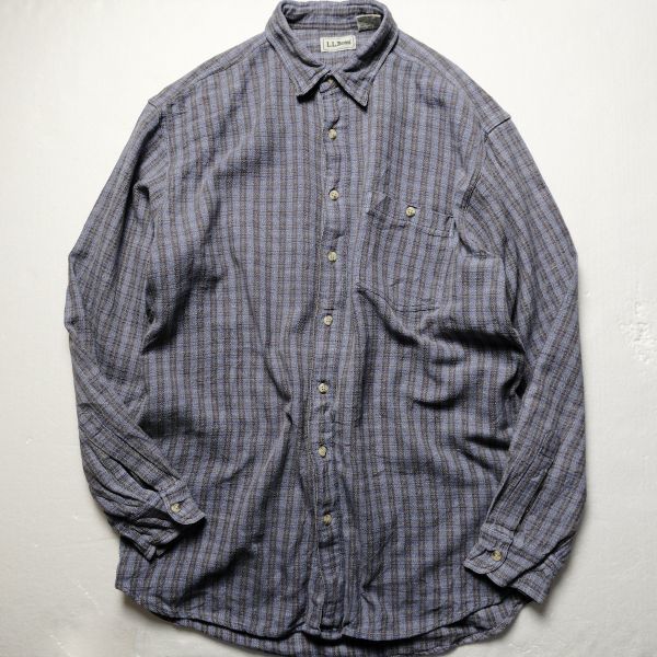 【期間限定お試し価格】 希少 90´s LLビーン LLBEAN チェック テクスチャード コットン 男性用