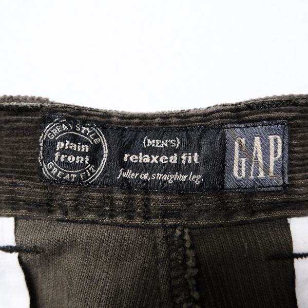 90's 00's ギャップ GAP ノータック コットン コーデュロイパンツ (36/30) こげ茶 細畝 90年代 00年代 旧タグ オールド_画像8