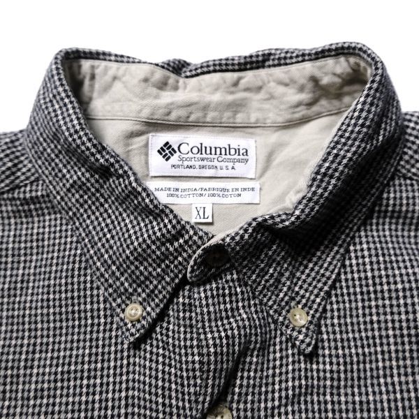 90's Columbia コロンビア 千鳥格子 フランネルシャツ (XL) 黒×灰×白系 ネルシャツ 90年代 旧タグ オールド 1999年製 コットン_画像7