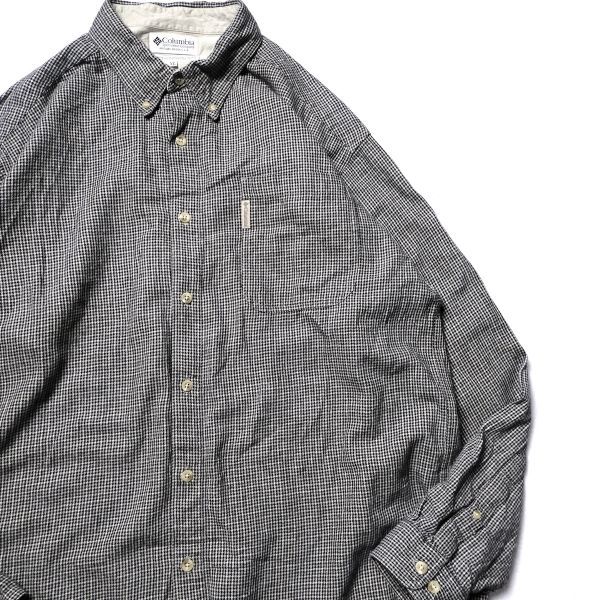 90's Columbia コロンビア 千鳥格子 フランネルシャツ (XL) 黒×灰×白系 ネルシャツ 90年代 旧タグ オールド 1999年製 コットン