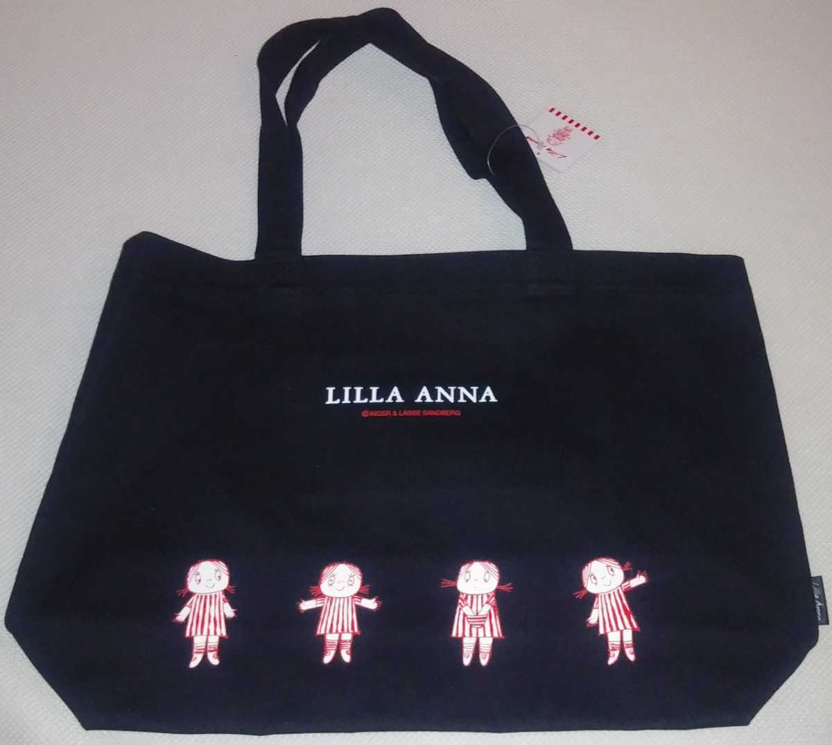 新品タグ付き(※紙タグの価格を黒ペンで消してあります) LILLA ANNA トートバッグ　黒　リラ アンナ_画像1