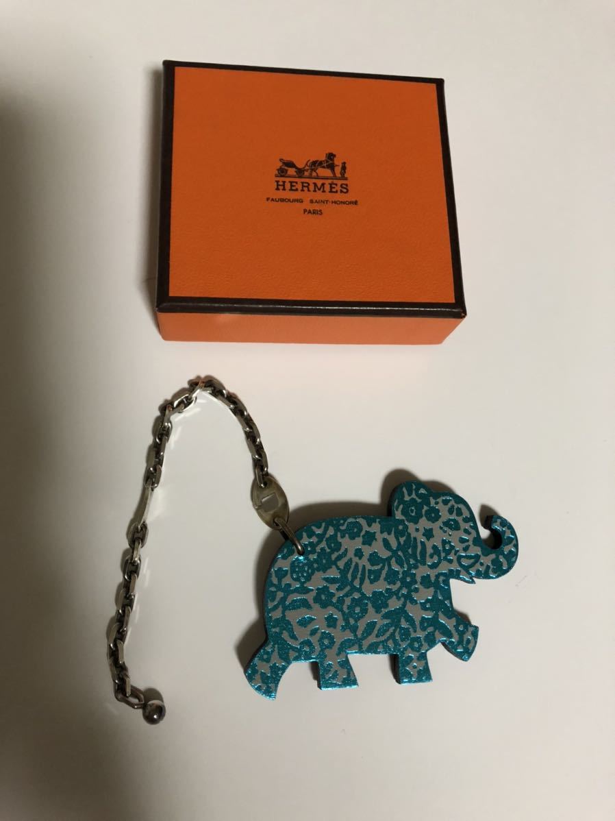 beautiful goods HERMES.. charm key ring key holder Elephant silver 925.