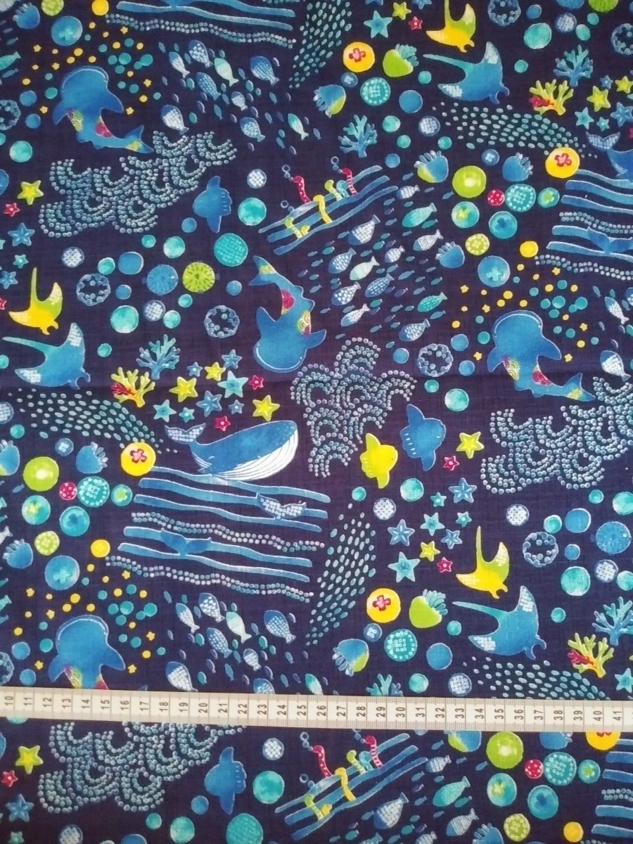 生地　ドビー　サザンクロス　巾110cm×2.5mm　延長可　海の生き物