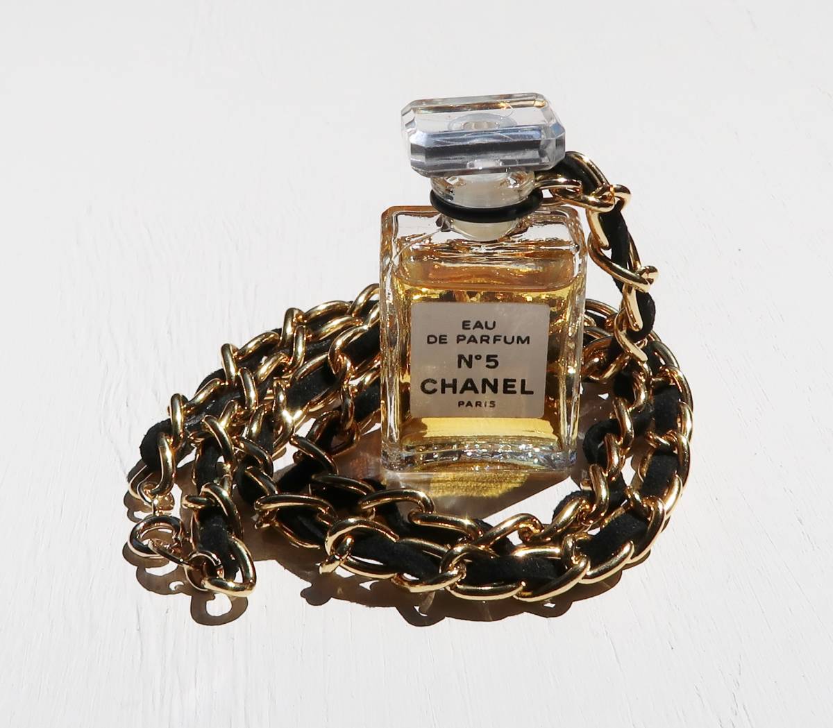 シャネル CHANEL NO 5 香水 ミニボトル ネックレス レザー ゴールド