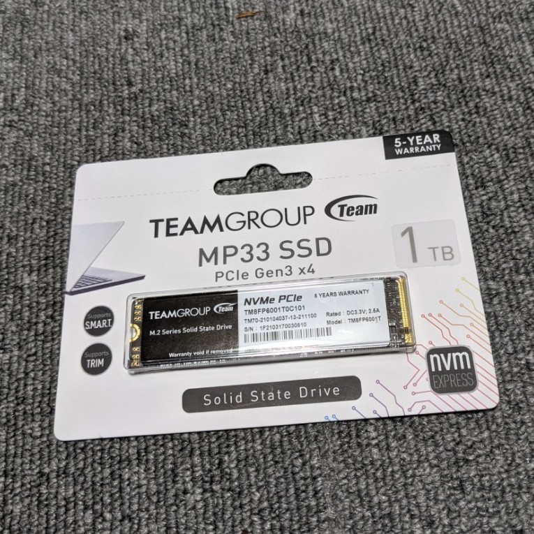 幻想的 1TB Team M.2 2280 NVMe SSD 1TB PCIe Gen3x4 MP33シリーズ 日本国内5年保証 正規品  プリンター周辺機器、アクセサリー