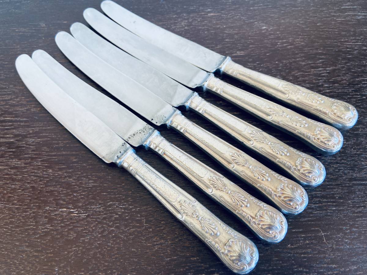  Англия производства King s образец серебряный металлизированный производства столовый нож 6шт.@24.5cm /435
